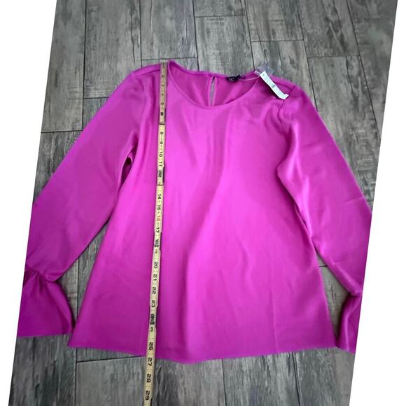 NWT J.Crew Women's Pink Fuchsia Long Sleeves Ruffled Cuff Dressy Blouse Size LT - Picture 5 of 7